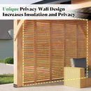 [12X14FT] Alora Modern Double-Tier Hardtop Spruce Wood Gazebo With Built-In Privacy Wall & Ceiling Hooks (SAK75086)