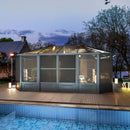 [12X18FT] Alora Grandview Large Luxury Outdoor All-Season Aluminum Solarium Sunroom With Polycarbonate Hardtop And Sliding Doors (SAK35948)