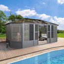 [12X18FT] Alora Grandview Large Luxury Outdoor All-Season Aluminum Solarium Sunroom With Polycarbonate Hardtop And Sliding Doors (SAK35948)