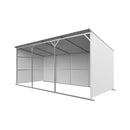Metal carport structure on a white background