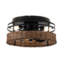 13" Farmhouse Flush Mount Reversible Ceiling Fan with Lighting and Remote Control