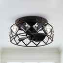 13" Srinager Modern DC Motor Flush Mount Reversible Crystal Ceiling Fan with Lighting and Remote Control