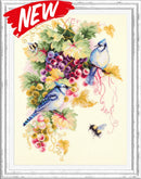 Blue Jay and Grapes 130-022 Counted Cross-Stitch Kit