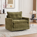 UNITED WE WIN Swivel Barrel Chair - Mid Century Modern Chair, Thick Padded Arm Chair with Solid Metal Base, Comfortable Single Sofa Chair, Swivel Accent Chair for Living Room Bedroom