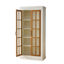 Rustic Style Display Cabinet with Glass Doors for Collectibles - White & Brown, 71.2'' Tall