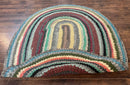 Antique American Braided Rug 5x7, Oval Multicolor Handmade Wool Braided Carpet