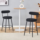 Stylish Ergonomic Bar Chairs Set with Black Breathable Cushions and Metal Legs, 35.5 Inches High, Pack of Two