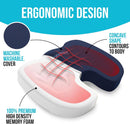 XL Memory Foam Seat Cushion With Lumbar Support Non Slip