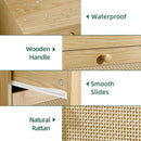 Space-Saving 3-Drawer Rattan Dresser For Bedroom Storage