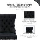Black Velvet Dining Chair Set Of 6 With High Back Wingback
