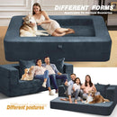 Blue Gray Large 3-In-1 Folding Bean Bag Couch Sofa Bed