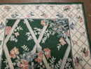 3' 6" X 5' 6" Hand Stitched Indian Wool Rug with Backing Green Beige