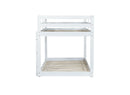 Solid Wooden , Solid Rubber Wooden Twin over Twin Floor Bunk Bed with Ladder ,Upper and Bottom Bed Platforms crafted with Strengthened Slats, White