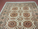 4' X 7' Vintage Handmade Pakistani Turkoman Bokhara Balouch Woven Wool Rug Ivory