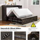 Black Oak Murphy Bed Cabinet With USB Charging Station Queen Size