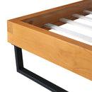 PINE WOOD BED FRAME QUEEN SIZE,NATURAL & BLACK COLOR