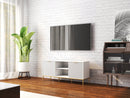 Modern TV Stand with Wave-Design Doors, Open Shelf & Adjustable Shelf - Stylish and Functional for Your Living Room