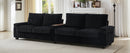 Modern 4-Seater Corduroy Sofa Couch with USB Ports and Hidden Storage in Black