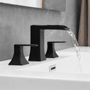 Modern 2 Handle 3 Hole Deck Mounted Bathroom Faucet with Drainer
