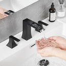 Modern 2 Handle 3 Hole Deck Mounted Bathroom Faucet with Drainer