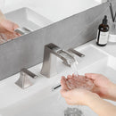 Modern 2 Handle 3 Hole Deck Mounted Bathroom Faucet with Drainer