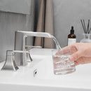 Modern 2 Handle 3 Hole Deck Mounted Bathroom Faucet with Drainer