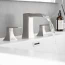 Modern 2 Handle 3 Hole Deck Mounted Bathroom Faucet with Drainer