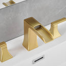 Modern 2 Handle 3 Hole Deck Mounted Bathroom Faucet with Drainer