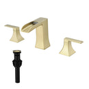 Modern 2 Handle 3 Hole Deck Mounted Bathroom Faucet with Drainer