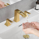 Modern 2 Handle 3 Hole Deck Mounted Bathroom Faucet with Drainer