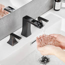 Modern 2 Handle 3 Hole Deck Mounted Bathroom Faucet with Drainer