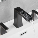 Modern 2 Handle 3 Hole Deck Mounted Bathroom Faucet with Drainer