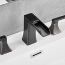 Modern 2 Handle 3 Hole Deck Mounted Bathroom Faucet with Drainer