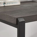 Grey Wood Rustic Industrial Computer Desk With Two Shelves