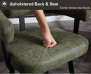 Green Leather Counter Height Bar Stools Set Of 4 With Backs 25 Inch