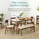 Walnut Rubberwood Dining Set With Upholstered Bench