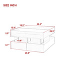 U-Can Lift-Top Coffee Table with 2 Drawers, Modern Square Coffee Table with Glass Top and High-Gloss Finish, Hidden Space and LED Lights for Living Room