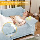 Sky Blue Three-Seater Chenille Sofa with Movable Ottomans, High-Resilience Sponge, Easy Install