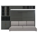Queen Size Murphy Bed Wall Bed with Sofa , Shelves USB & Light ,Gray
