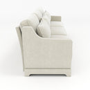 Elegant Three-Seater Sofa with Lumbar Pillow, Chenille Upholstery, Wooden Base, Ergonomic Design, Beige