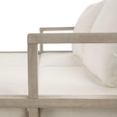 Outdoor Daybed, Patio Daybed with Four Pillows, Wooden Outdoor Bed with Curved Armrests for Poolside, Backyard, Garden