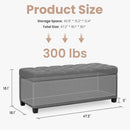 47.2 Inch Storage Ottoman Bench Light Grey Upgraded