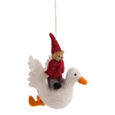 Felt Christmas Tree Decoration - Pixie Riding a Swan
