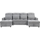 110.2' Oversized U-shaped Sofa Versatile Sectional Sofa Pull-out Sofa Bed with Double Storage Chaise Lounges and Two USB Ports for Living Room,Gray