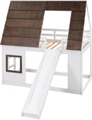Twin Over Twin Bunk Bed With Slide For Kids Room Ready