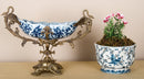 Lovecup Centerpiece Bowl with Bronze Handles - Blue and White L3944
