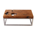 Solid Teak Top and Stainless Steel Base Coffee Table 2