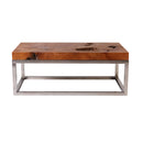 Solid Teak Top and Stainless Steel Base Coffee Table 2