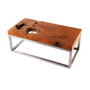 Solid Teak Top and Stainless Steel Base Coffee Table 2