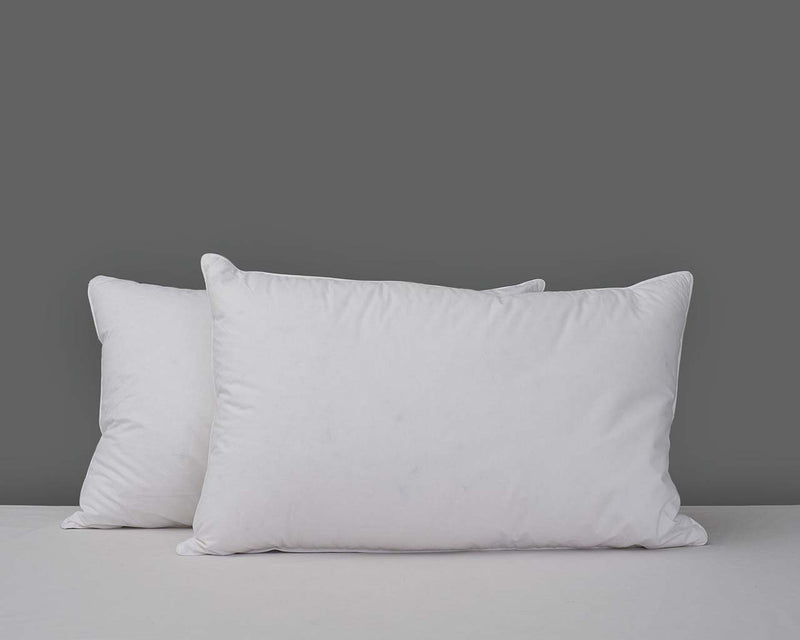 Three Chamber Goose Down Bed Pillow, 100% Cotton, White